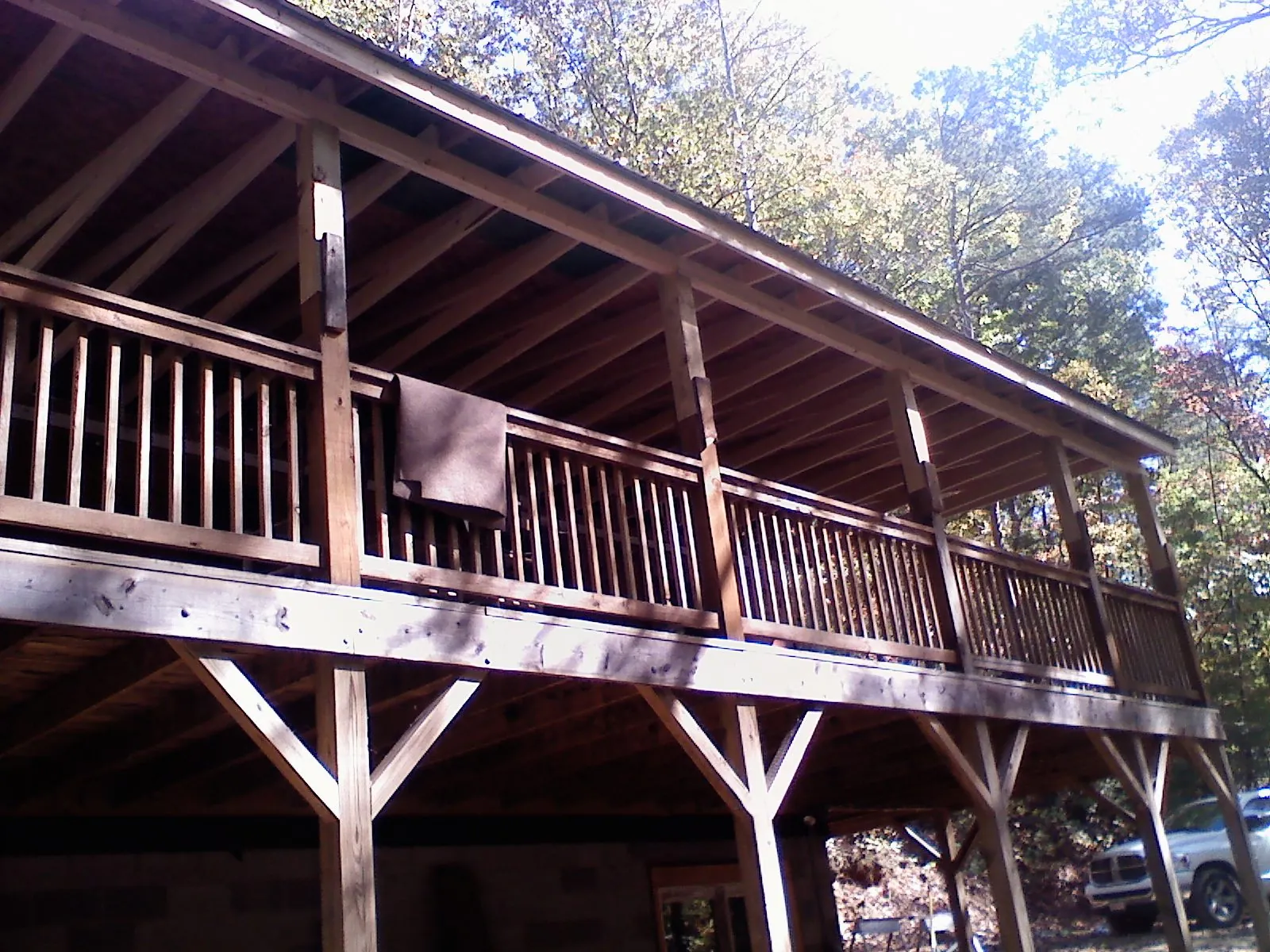 Timber framing under a new elevated porch and deck — Roof Leak Repair in Martelle by Roofing Brothers
